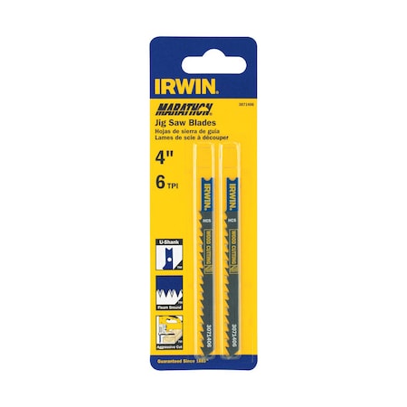 Irwin Irwin Marathon 4 in. Carbon Steel U-Shank Jig Saw Blade 6 TPI 2 pk 3071406